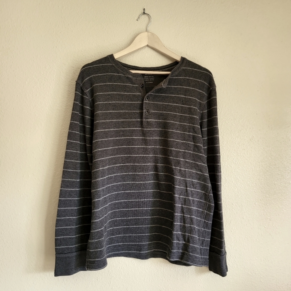 J. Crew Cotton Pullover Sweater Grey Stripe